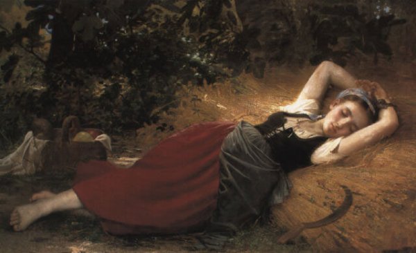 A young peasant girl, sleeping