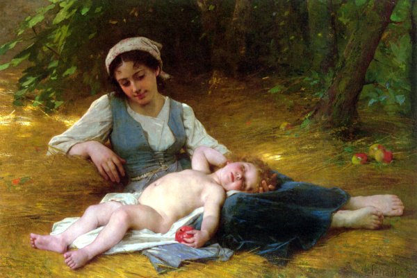 Jeune mere et enfant endormie (Young mother and sleeping child)